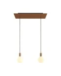 2-light pendant lamp with 675 mm rectangular XXL Rose-One, featuring fabric cable and metal finishes