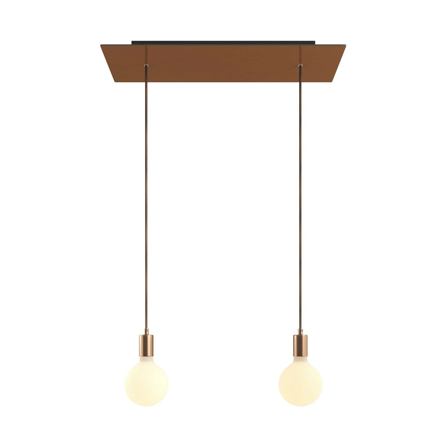 2-light pendant lamp with 675 mm rectangular XXL Rose-One, featuring fabric cable and metal finishes