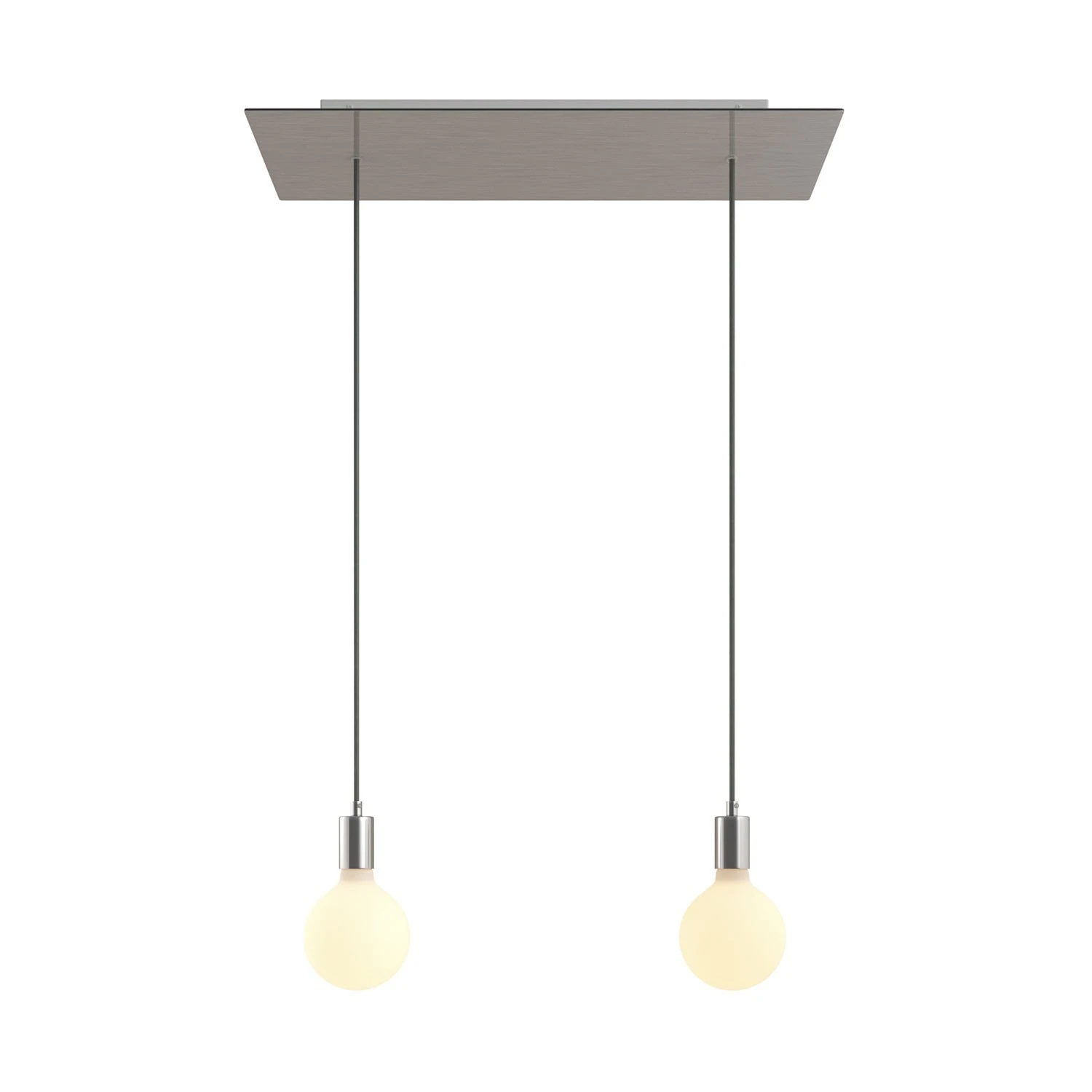 2-light pendant lamp with 675 mm rectangular XXL Rose-One, featuring fabric cable and metal finishes
