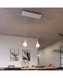 2-light pendant lamp with 675 mm rectangular XXL Rose-One, featuring fabric cable and metal finishes