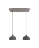 2-light pendant lamp with 675 mm rectangular XXL Rose-One, featuring with fabric cable and Coppa lampshade