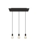 3-light pendant lamp with 675 mm rectangular XXL Rose-One, featuring fabric cable and metal finishes