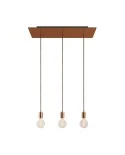 3-light pendant lamp with 675 mm rectangular XXL Rose-One, featuring fabric cable and metal finishes