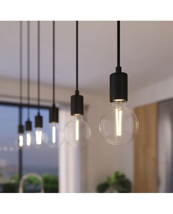 3-light pendant lamp with 675 mm rectangular XXL Rose-One, featuring fabric cable and metal finishes