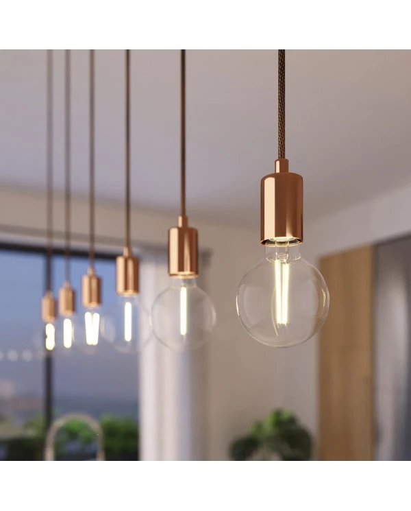 3-light pendant lamp with 675 mm rectangular XXL Rose-One, featuring fabric cable and metal finishes