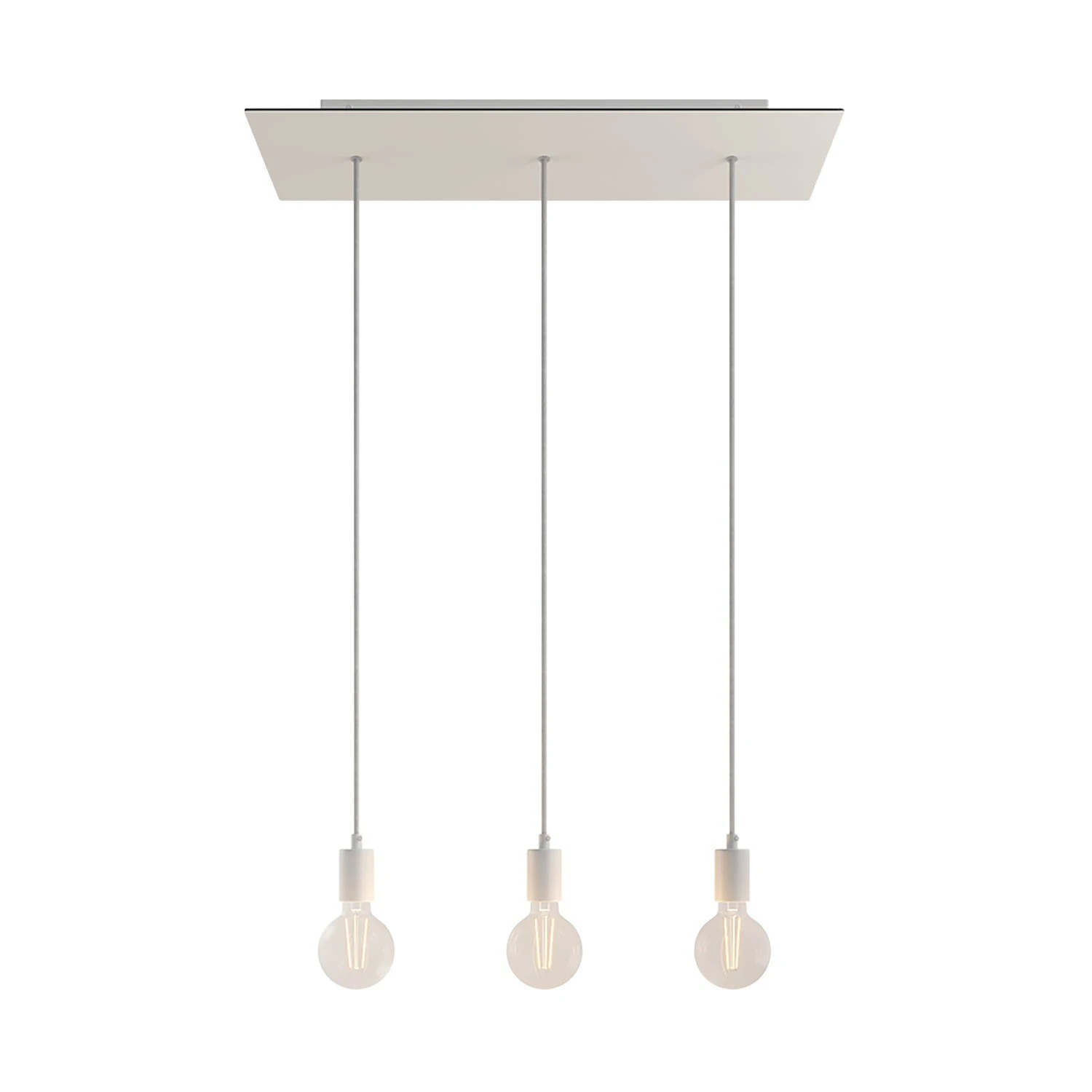 3-light pendant lamp with 675 mm rectangular XXL Rose-One, featuring fabric cable and metal finishes