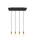 4-light pendant lamp with 675 mm rectangular XXL Rose-One, featuring fabric cable and metal finishes