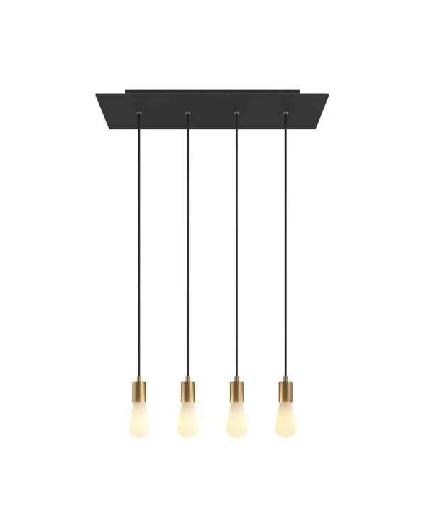 4-light pendant lamp with 675 mm rectangular XXL Rose-One, featuring fabric cable and metal finishes