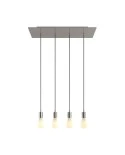 4-light pendant lamp with 675 mm rectangular XXL Rose-One, featuring fabric cable and metal finishes