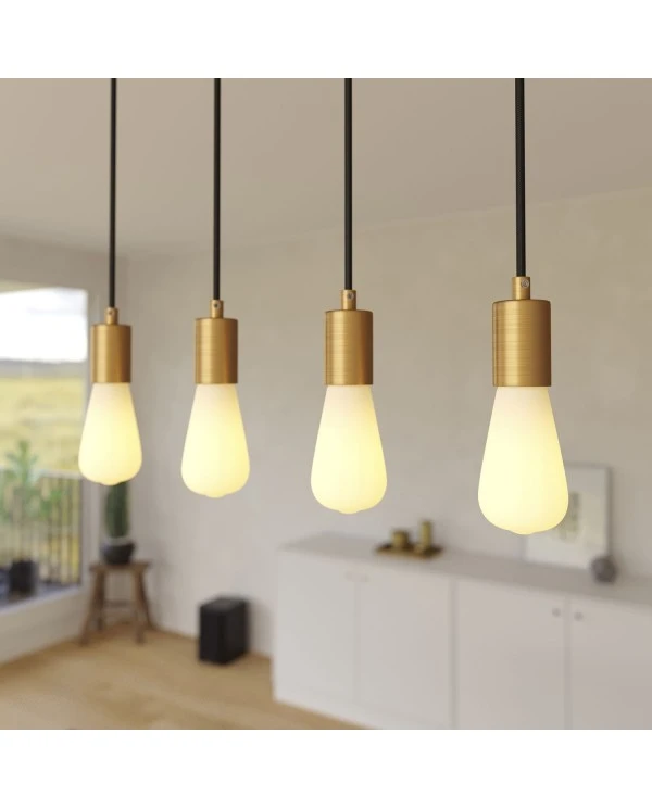 4-light pendant lamp with 675 mm rectangular XXL Rose-One, featuring fabric cable and metal finishes