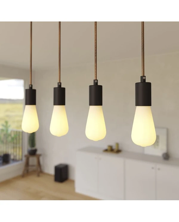 4-light pendant lamp with 675 mm rectangular XXL Rose-One, featuring fabric cable and metal finishes