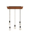 5-light pendant lamp with 675 mm rectangular XXL Rose-One, featuring fabric cable and metal finishes