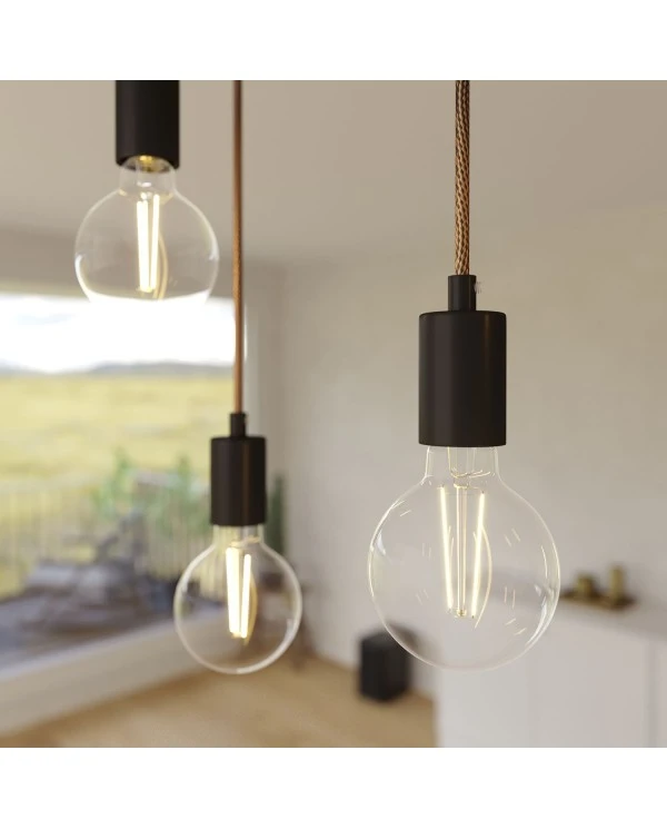 5-light pendant lamp with 675 mm rectangular XXL Rose-One, featuring fabric cable and metal finishes