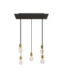 5-light pendant lamp with 675 mm rectangular XXL Rose-One, featuring fabric cable and metal finishes