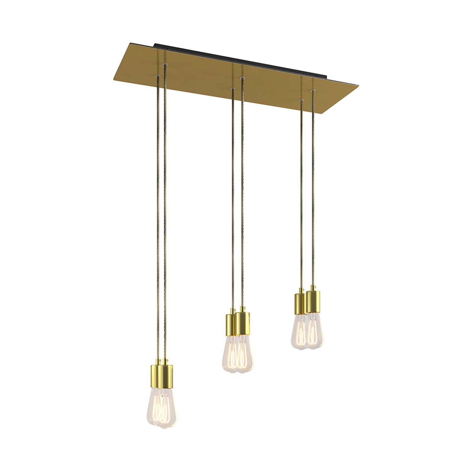 6-light pendant lamp with 675 mm  rectangular XXL Rose-One, featuring fabric cable and metal finishes