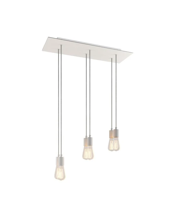 6-light pendant lamp with 675 mm  rectangular XXL Rose-One, featuring fabric cable and metal finishes