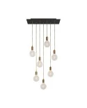 7-light pendant lamp with 675 mm rectangular XXL Rose-One, featuring fabric cable and metal finishes