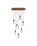 7-light pendant lamp with 675 mm rectangular XXL Rose-One, featuring fabric cable and metal finishes