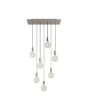 7-light pendant lamp with 675 mm rectangular XXL Rose-One, featuring fabric cable and metal finishes