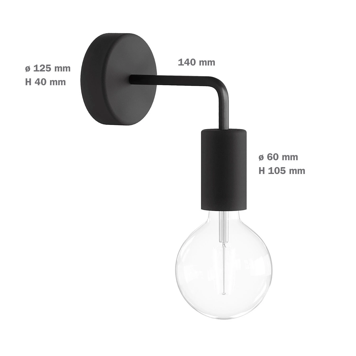 Fermaluce EIVA ELEGANT with L-shaped extension, ceiling rose and lamp holder IP65 waterproof