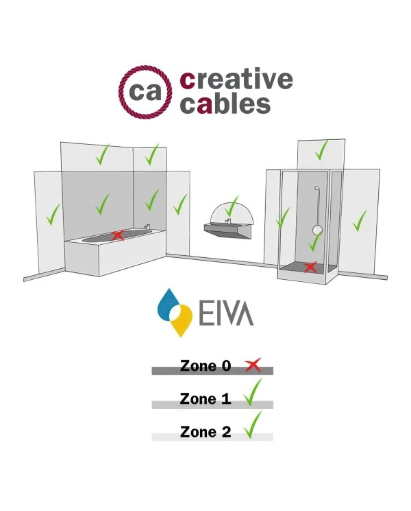 Fermaluce EIVA with L-shaped extension, Swing lampshade and lamp holder IP65 waterproof