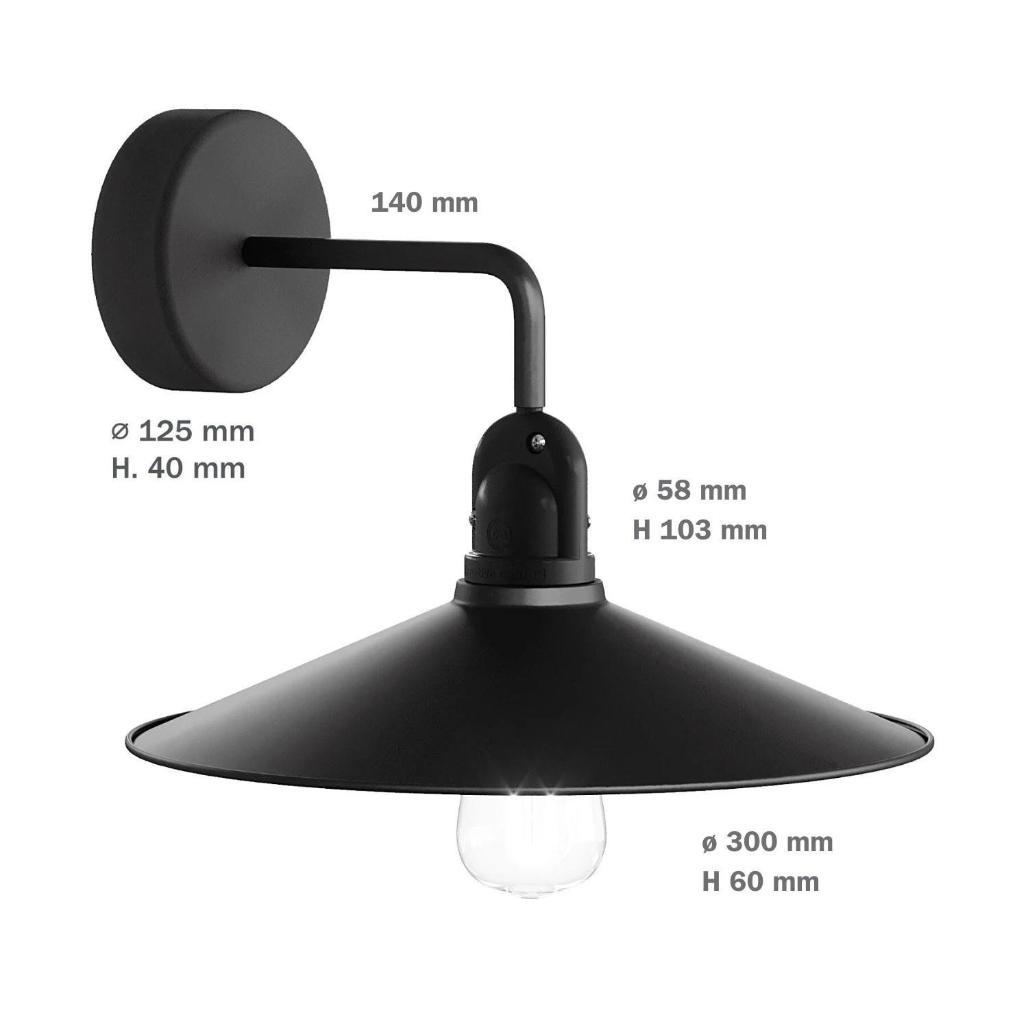 Fermaluce EIVA with L-shaped extension, Swing lampshade and lamp holder IP65 waterproof