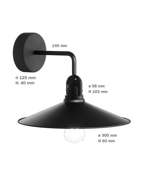 Fermaluce EIVA with L-shaped extension, Swing lampshade and lamp holder IP65 waterproof