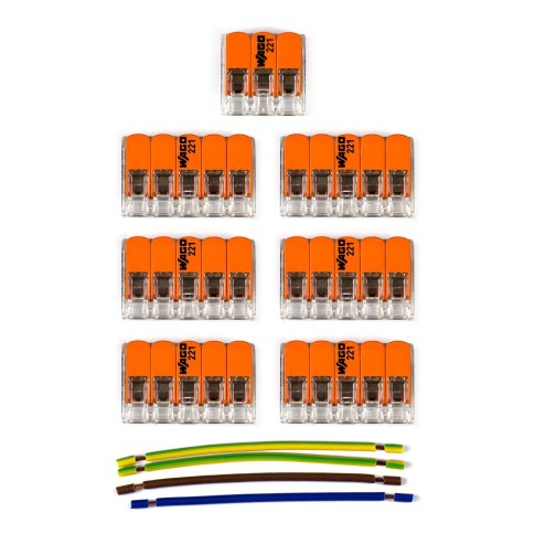 WAGO connector kit compatible with 3x cable for 7 hole ceiling rose