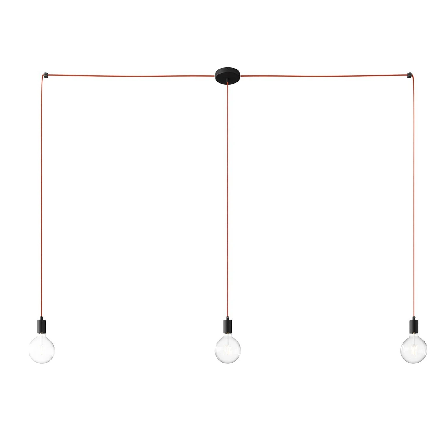 Spider - 3-light multi-pendant Made in Italy lamp featuring fabric cable and metal finishes