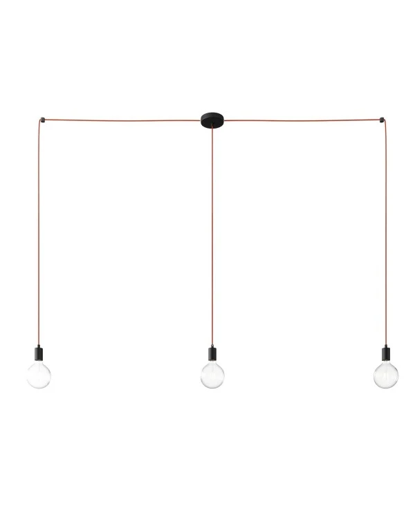 Spider - 3-light multi-pendant Made in Italy lamp featuring fabric cable and metal finishes