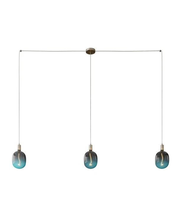 Spider - 3-light multi-pendant Made in Italy lamp featuring fabric cable and metal finishes