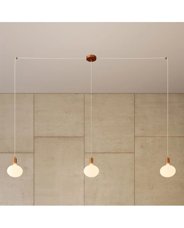 Spider - 3-light multi-pendant Made in Italy lamp featuring fabric cable and metal finishes