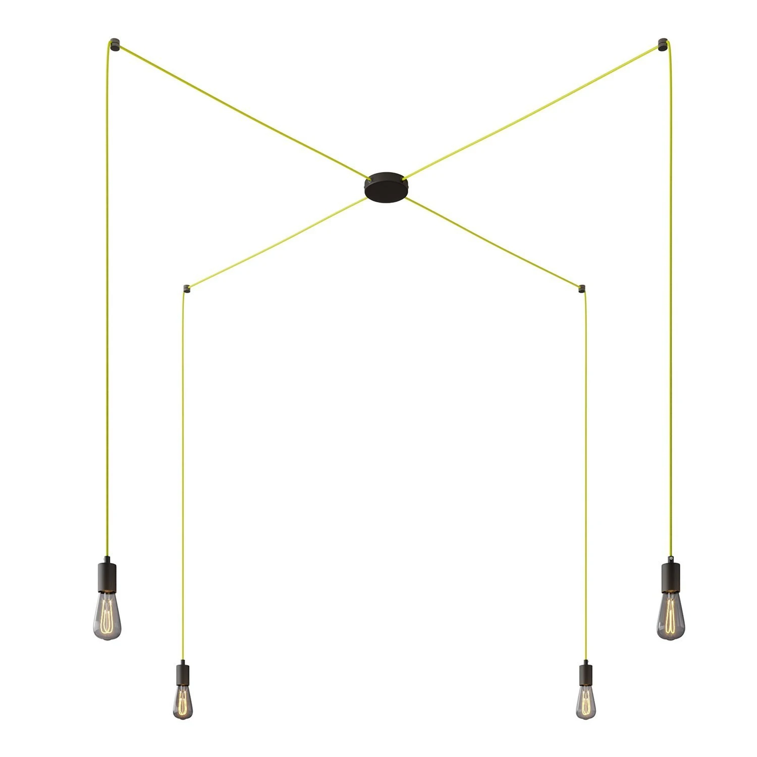 Spider - 4-light multi-pendant Made in Italy lamp featuring fabric cable and metal finishes