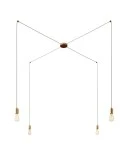 Spider - 4-light multi-pendant Made in Italy lamp featuring fabric cable and metal finishes