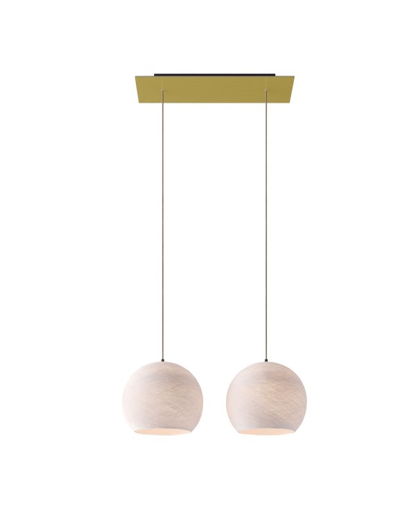 2-light pendant lamp with 675 mm rectangular XXL Rose-One, featuring fabric cable and Dome M lampshade