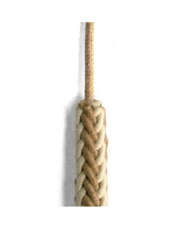 2XL jute and raw cotton twisted rope cable, 2x0.75 elettric cable. 24mm diameter