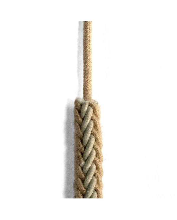 2XL jute and natural grey linen twisted rope cable, 2x0.75 electric cable. 24mm diameter