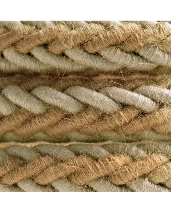 2XL jute and natural grey linen twisted rope cable, 2x0.75 electric cable. 24mm diameter