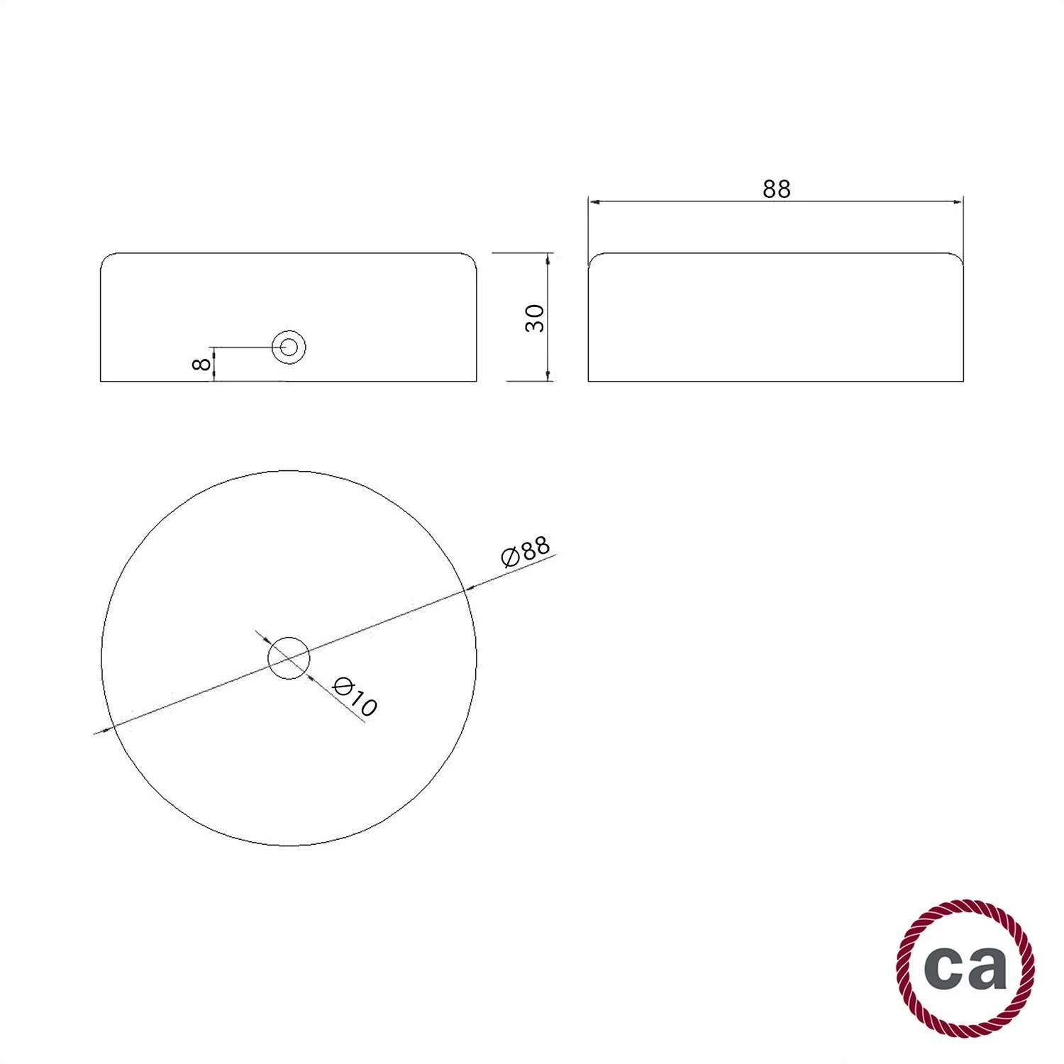 Mini cylindrical 1-central-hole wooden ceiling rose kit