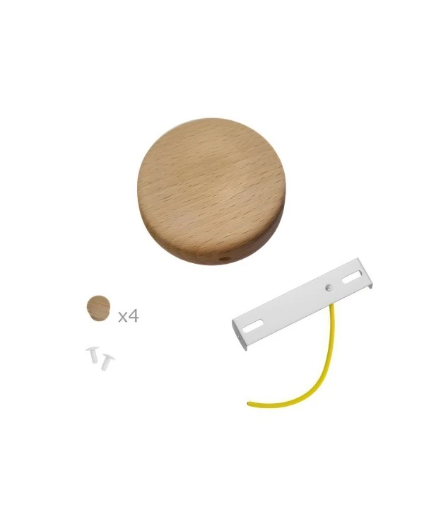 Mini cylindrical wooden 4-side- hole ceiling rose kit (junction box)