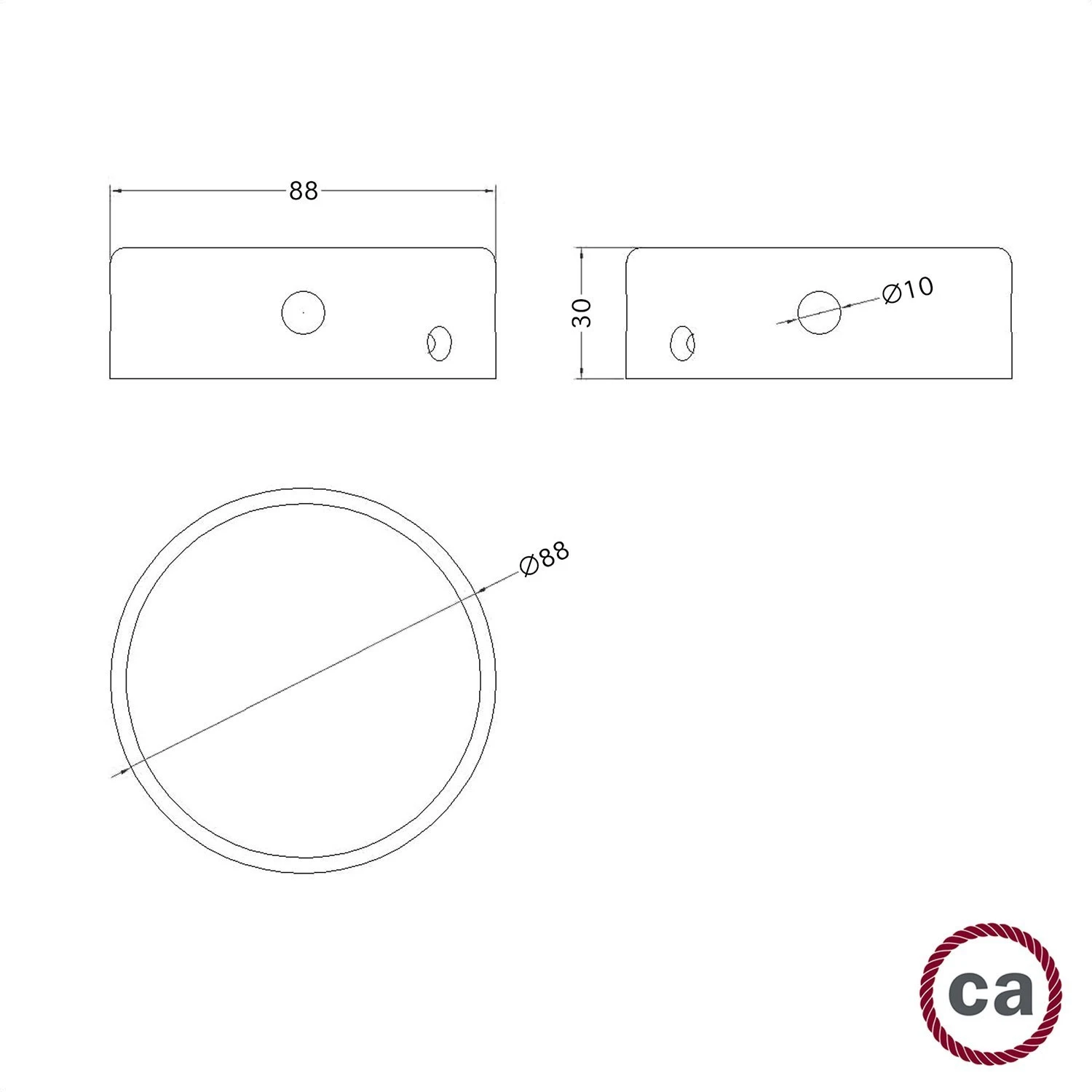 Mini cylindrical wooden 4-side- hole ceiling rose kit (junction box)