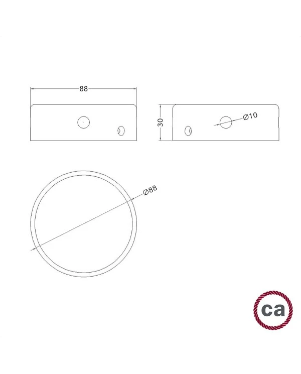 Mini cylindrical wooden 4-side- hole ceiling rose kit (junction box)