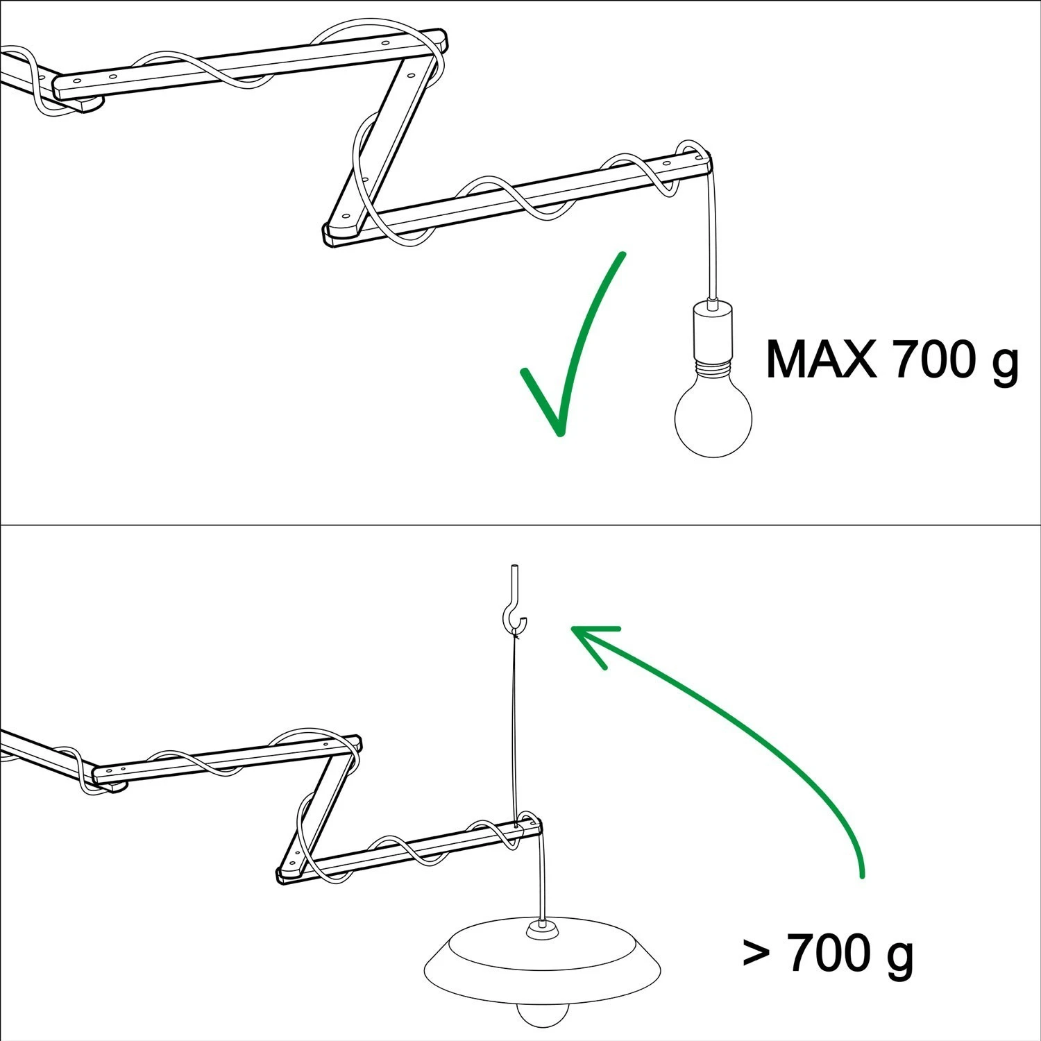 Pinocchio XL, adjustable wooden wall support for wall lamps