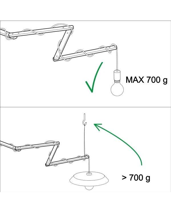 Pinocchio XL, adjustable wooden wall support for wall lamps