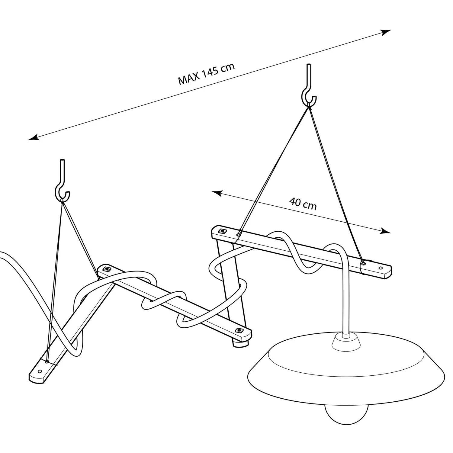 Zigh-Zagh, adjustable wooden ceiling support for pendant lamps