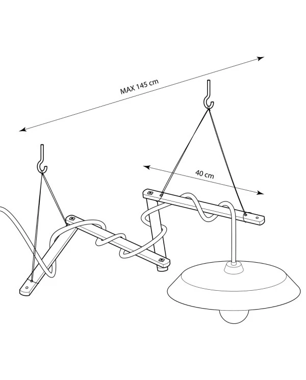 Zigh-Zagh, adjustable wooden ceiling support for pendant lamps