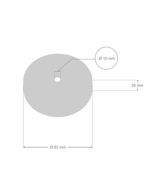 Mini Cylindrical Metal 1 central hole ceiling rose kit