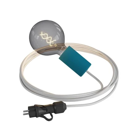 Eiva Snake Elegant, portable outdoor lamp, 5 m textile cable, IP65 waterproof lamp holder and plug - Petrol