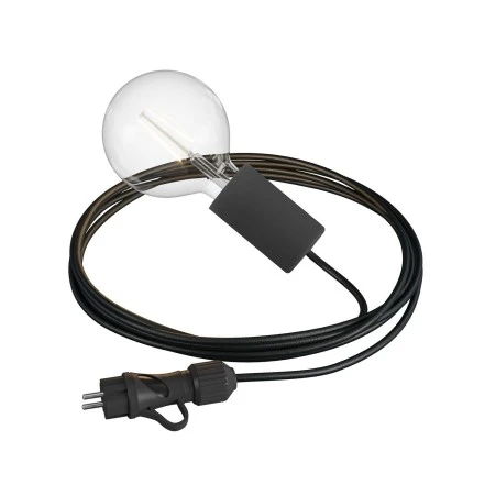 Eiva Snake Elegant, portable outdoor lamp, 5 m textile cable, IP65 waterproof lamp holder and plug - Black