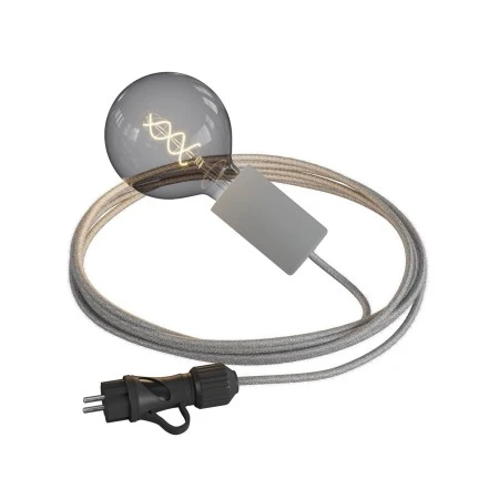 Eiva Snake Elegant, portable outdoor lamp, 5 m textile cable, IP65 waterproof lamp holder and plug - Glacier Grey